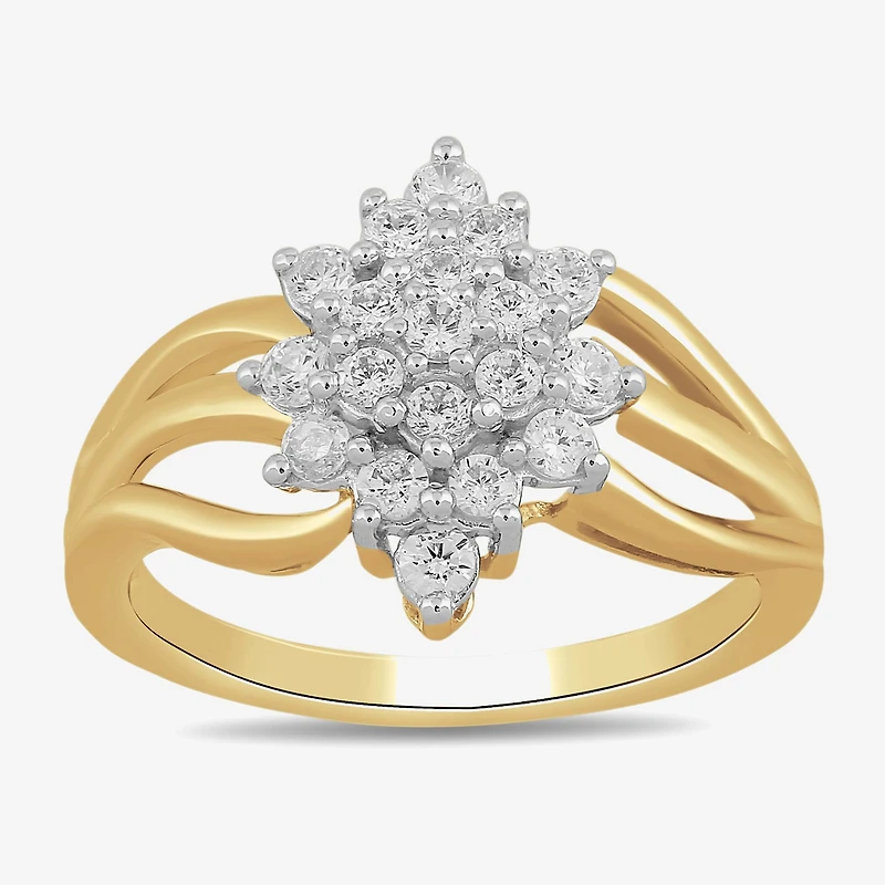 Womens 1/2 CT. T.W. Lab Grown White Diamond 14K Gold Over Silver Sterling Silver Cluster Cocktail Ring