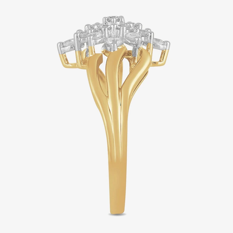Womens 1/2 CT. T.W. Lab Grown White Diamond 14K Gold Over Silver Sterling Silver Cluster Cocktail Ring