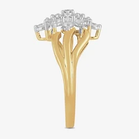 Womens 1/2 CT. T.W. Lab Grown White Diamond 14K Gold Over Silver Sterling Silver Cluster Cocktail Ring