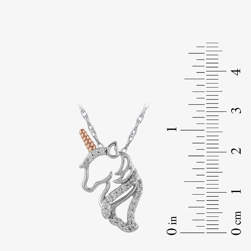 Unicorn Womens 1/10 CT. T.W. Lab Grown White Diamond 14K Rose Gold Over Silver Sterling Silver 18 Inch Pendant Necklace