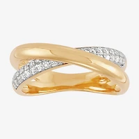 (H-I,Si1-Si2) Womens 1/4 CT. T.W. Lab Grown White Diamond 14K Gold Over Silver Sterling Silver Crossover Band