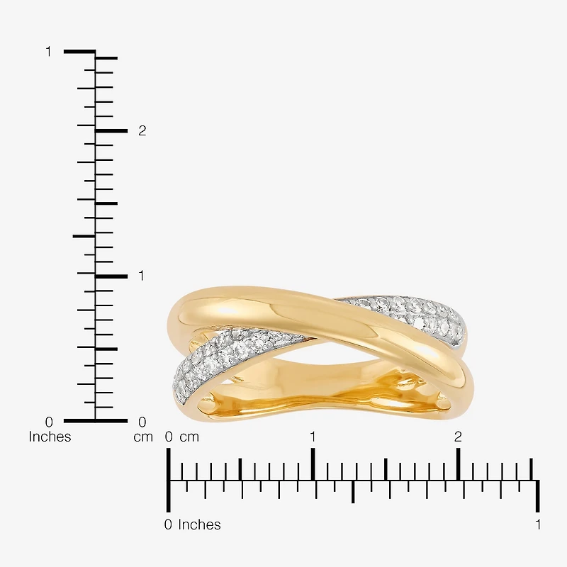 (H-I,Si1-Si2) Womens 1/4 CT. T.W. Lab Grown White Diamond 14K Gold Over Silver Sterling Silver Crossover Band