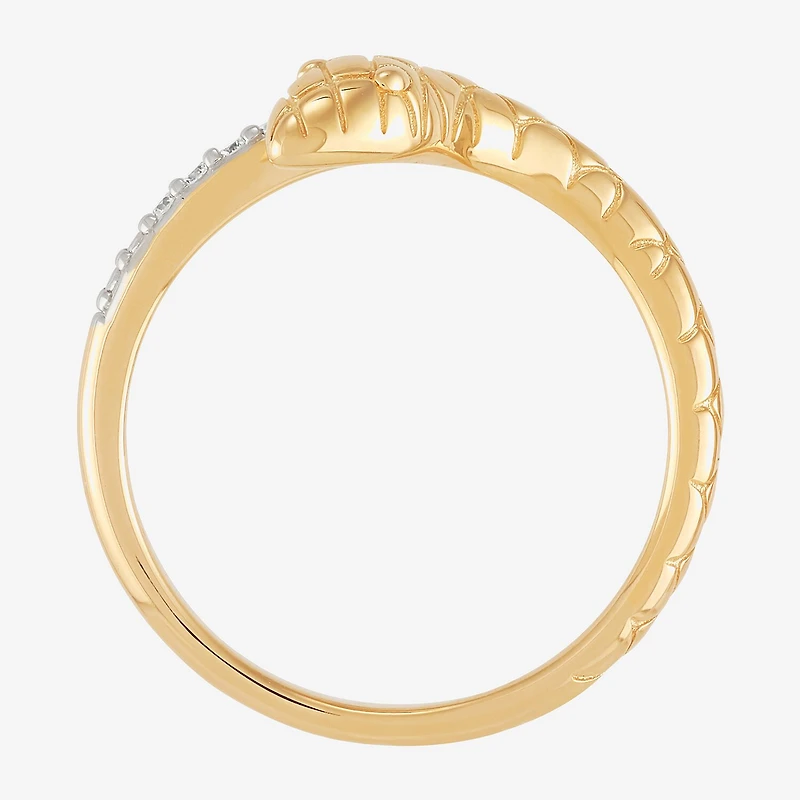 (H-I, Si2) Snake Womens Diamond Accent Lab Grown White Diamond Accent 14K Gold Over Silver Bypass  Band