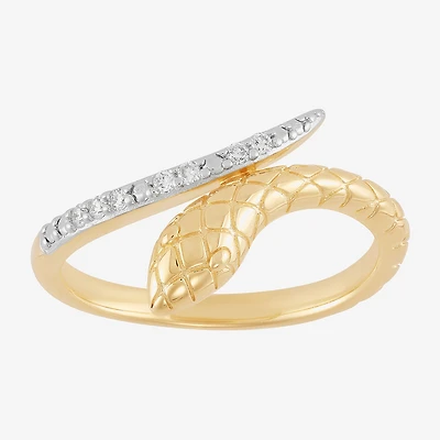 (H-I, Si2) Snake Womens Diamond Accent Lab Grown White Diamond Accent 14K Gold Over Silver Bypass Band