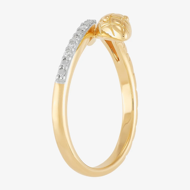 (H-I, Si2) Snake Womens Diamond Accent Lab Grown White Diamond Accent 14K Gold Over Silver Bypass  Band