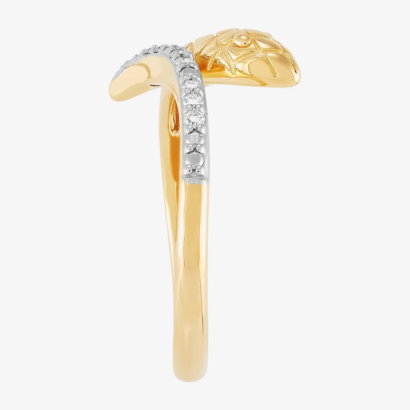 (H-I, Si2) Snake Womens Diamond Accent Lab Grown White Diamond Accent 14K Gold Over Silver Bypass  Band