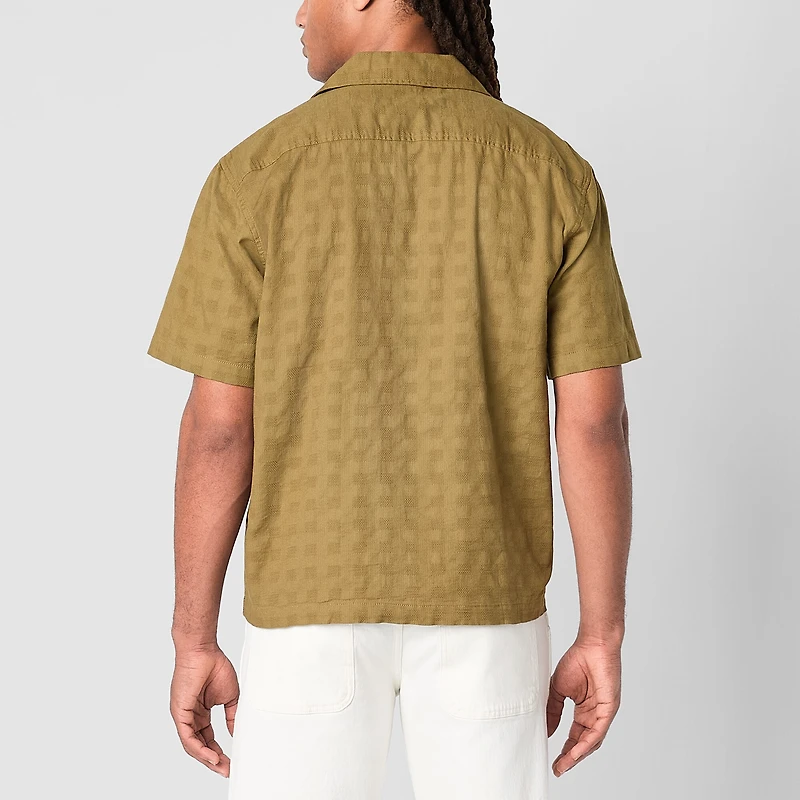 mutual weave Mens Short Sleeve Camp Shirt