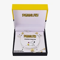 Disney Classics Womens Cubic Zirconia 10K Gold Over Brass Pure Silver Over Brass Peanuts Snoopy Charm Bracelet