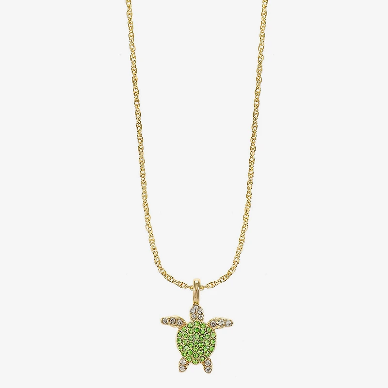 Monet Jewelry Womens Green Glass 17 Inch Pendant Necklace
