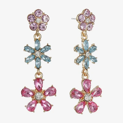 Monet Jewelry Womens Multi Color Glass Flower Hypoallergenic Drop Earrings