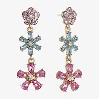 Monet Jewelry Womens Multi Color Glass Flower Hypoallergenic Drop Earrings