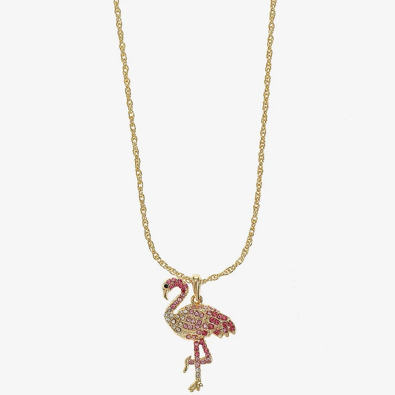 Monet Jewelry Womens Pink Glass 17 Inch Pendant Necklace