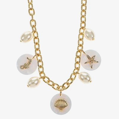 Liz Claiborne Starfish Shell Womens 17 Inch Collar Necklace