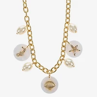 Liz Claiborne Starfish Shell Womens 17 Inch Collar Necklace
