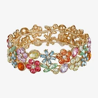 Monet Jewelry Womens Multi Color Glass Flower Stretch Bracelet
