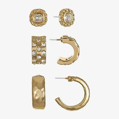 Monet Jewelry Womens Glass Hypoallergenic 3 Pair Earring Set