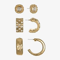 Monet Jewelry Womens Glass Hypoallergenic 3 Pair Earring Set