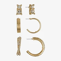 Monet Jewelry Womens Glass Hypoallergenic 3 Pair Earring Set