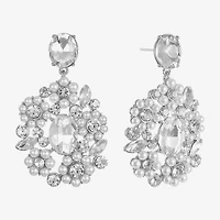 Monet Jewelry Womens Glass Simulated Pearl Oval Hypoallergenic Drop Earrings