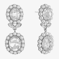 Monet Jewelry Womens Glass Simulated Pearl Oval Hypoallergenic Drop Earrings
