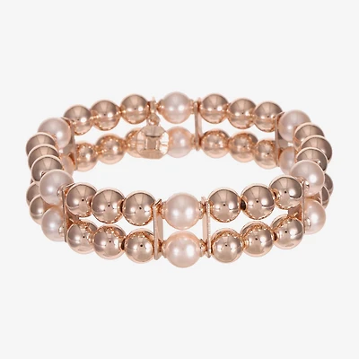 Monet Jewelry Womens Simulated Pearl Round Stretch Bracelet