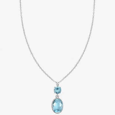 Monet Jewelry Womens Blue Glass Oval 17 Inch Pendant Necklace