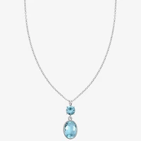 Monet Jewelry Womens Blue Glass Oval 17 Inch Pendant Necklace