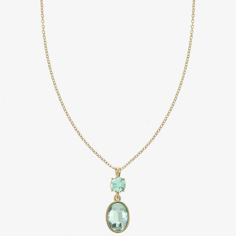 Monet Jewelry Womens Blue Glass Oval 17 Inch Pendant Necklace