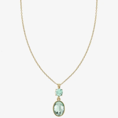Monet Jewelry Womens Blue Glass Oval 17 Inch Pendant Necklace