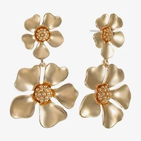 Liz Claiborne Womens Flower Hypoallergenic Drop Earrings