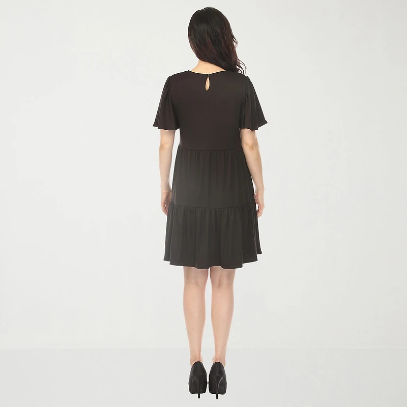 White Mark V-Neck Womens V Neck Short Sleeve A-Line Dress