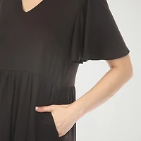White Mark V-Neck Womens V Neck Short Sleeve A-Line Dress