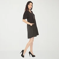 White Mark V-Neck Womens V Neck Short Sleeve A-Line Dress