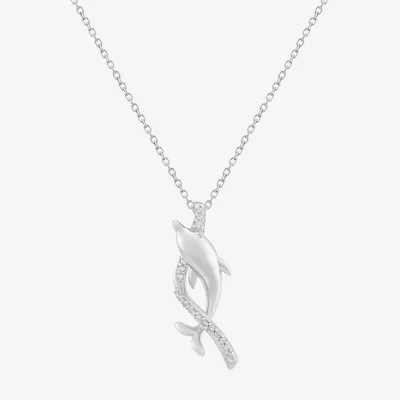 Limited Quantities! Dolphin Womens Diamond Accent Natural White Diamond Sterling Silver 18 Inch Pendant Necklace
