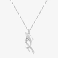 Limited Quantities! Dolphin Womens Diamond Accent Natural White Diamond Sterling Silver 18 Inch Pendant Necklace
