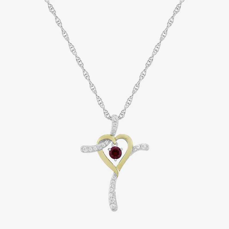 Limited Quantities! Womens Lab Created Red Ruby 14K Gold Over Silver Sterling Silver Cross 20 Inch Pendant Necklace