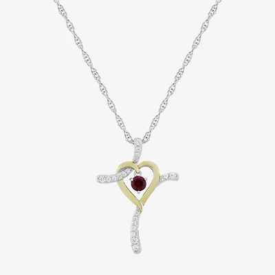 Limited Quantities! Womens Lab Created Red Ruby 14K Gold Over Silver Sterling Silver Cross 20 Inch Pendant Necklace