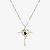 Limited Quantities! Womens Lab Created Red Ruby 14K Gold Over Silver Sterling Silver Cross 20 Inch Pendant Necklace