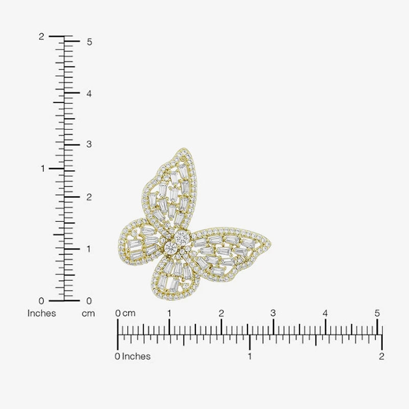 Limited Quantities! Womens Lab Created White Sapphire 14K Gold Over Silver Butterfly 18 Inch Pendant Necklace