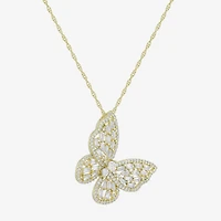 Limited Quantities! Womens Lab Created White Sapphire 14K Gold Over Silver Butterfly 18 Inch Pendant Necklace