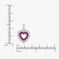Limited Quantities! Womens Lab Created Red Ruby Sterling Silver Heart 18 Inch Pendant Necklace