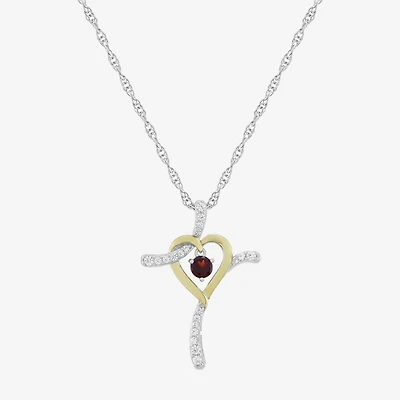 Limited Quantities! Womens Genuine Red Garnet 14K Gold Over Silver Sterling Silver Cross 20 Inch Pendant Necklace