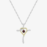 Limited Quantities! Womens Genuine Red Garnet 14K Gold Over Silver Sterling Silver Cross 20 Inch Pendant Necklace