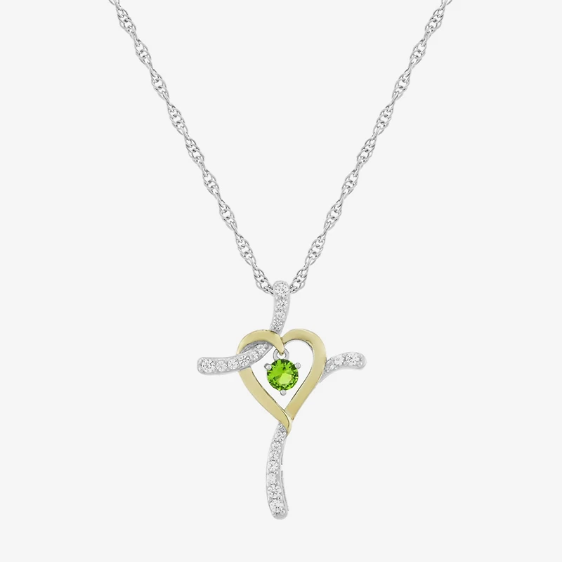 Limited Quantities! Womens Lab Created Green Peridot 14K Gold Over Silver Sterling Silver Cross 20 Inch Pendant Necklace