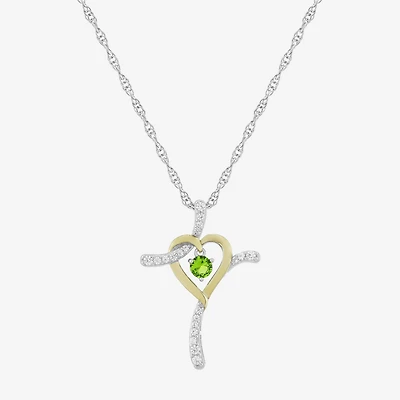 Limited Quantities! Womens Lab Created Green Peridot 14K Gold Over Silver Sterling Silver Cross 20 Inch Pendant Necklace