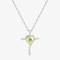 Limited Quantities! Womens Lab Created Green Peridot 14K Gold Over Silver Sterling Silver Cross 20 Inch Pendant Necklace