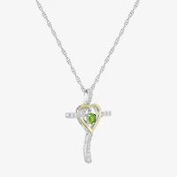 Limited Quantities! Womens Lab Created Green Peridot 14K Gold Over Silver Sterling Silver Cross 20 Inch Pendant Necklace