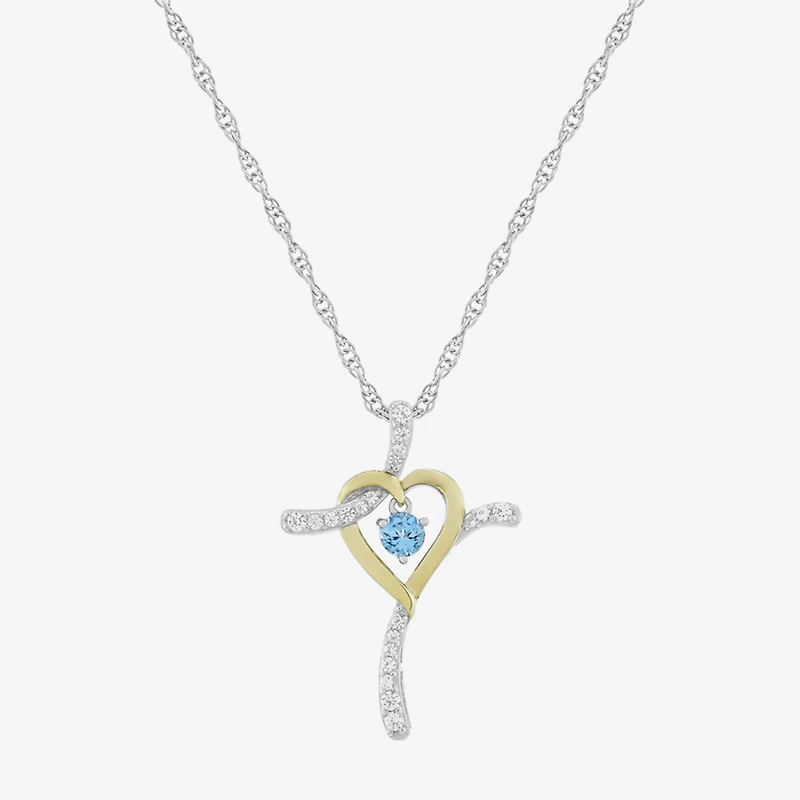 Limited Quantities! Womens Genuine Blue Topaz 14K Gold Over Silver Sterling Silver Cross 20 Inch Pendant Necklace