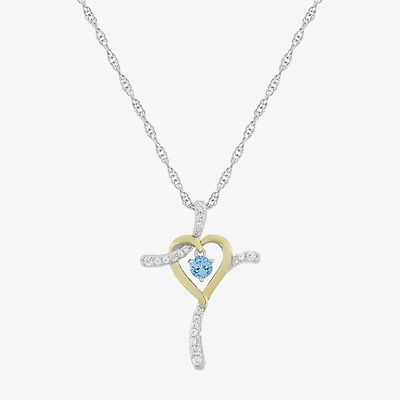 Limited Quantities! Womens Genuine Blue Topaz 14K Gold Over Silver Sterling Silver Cross 20 Inch Pendant Necklace