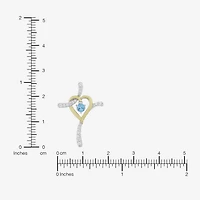 Limited Quantities! Womens Genuine Blue Topaz 14K Gold Over Silver Sterling Silver Cross 20 Inch Pendant Necklace